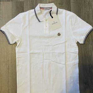 White Striped Polo Moncler Shirt